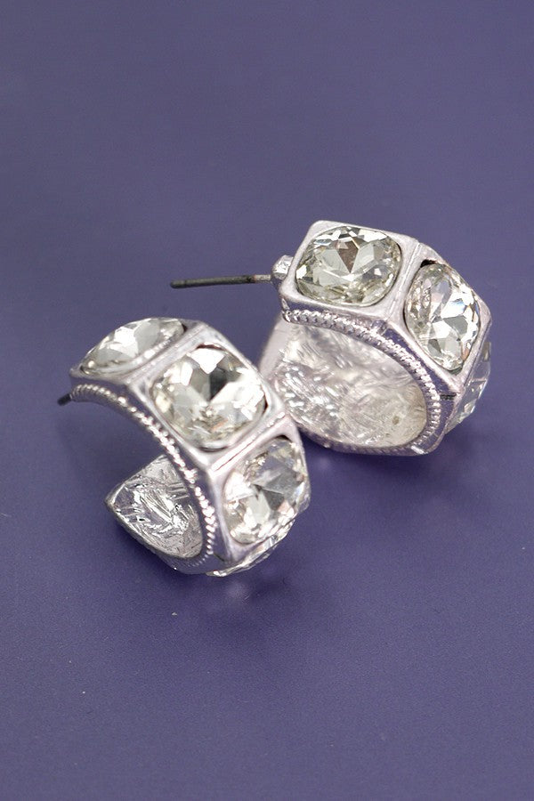 MINI LARGE RHINESTONE HOOP EARRINGS | 80E1196