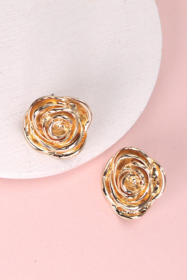 GOLD FLOWER STUD EARRINGS| 80E1200