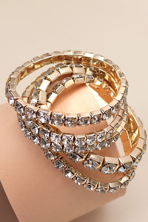 MULTI LAYER RHINESTONE STRETCH BRACELET SET | 51B3032707