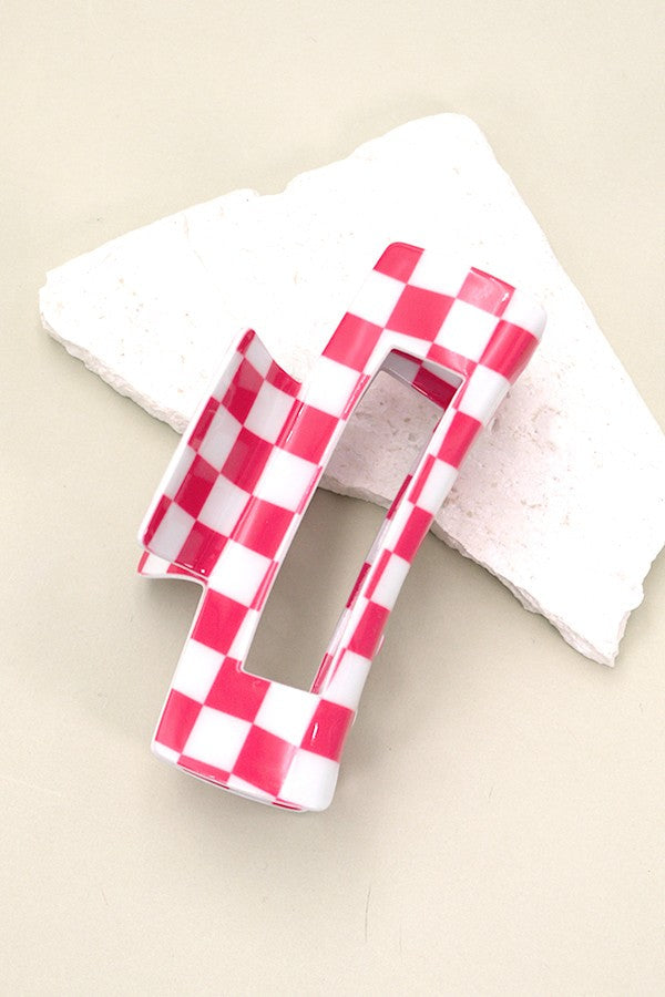 LARGE CHECKER HAIR CLAW CLIPS  |  40H641
