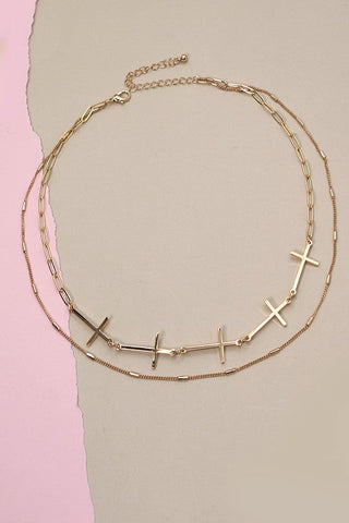 CROSS LINK DOUBLE LAYER NECKLACE | 80N246