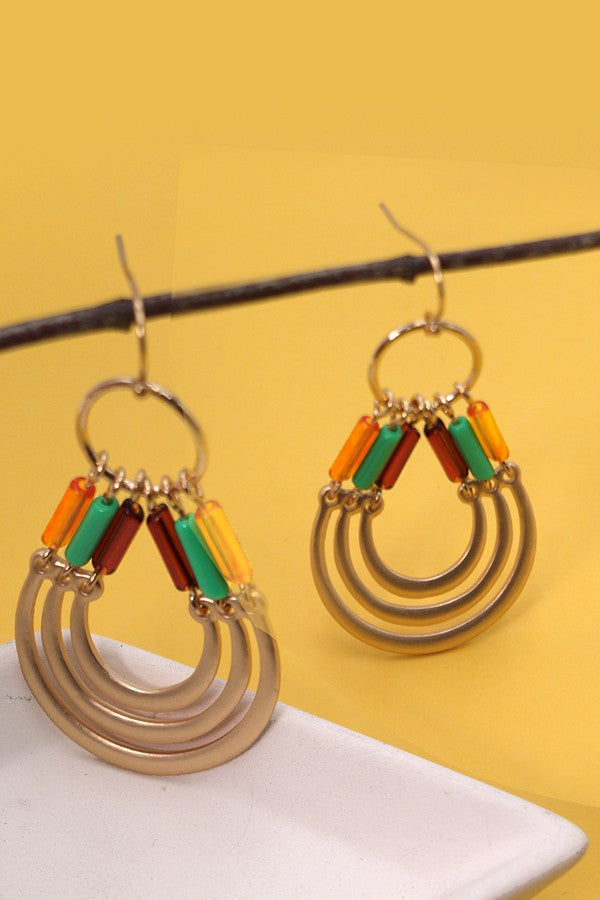 TEARDROP MULTI BEAD U SHAPE DANGLE EARRINGS | 80E1668