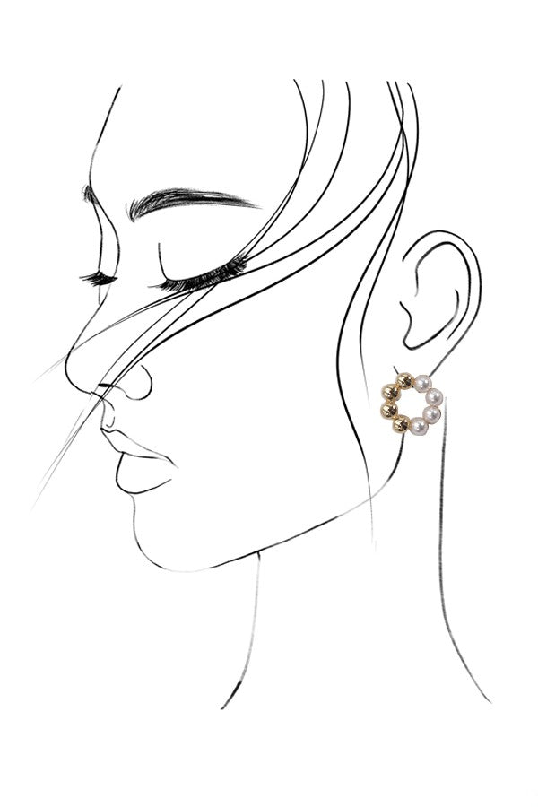 GOLD AND PEARL CIRCLE STUD EARRINGS | 80E1683