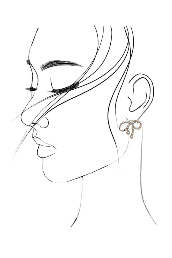 ELEGANT PEARL BOW STUD EARRINGS | 31E03661