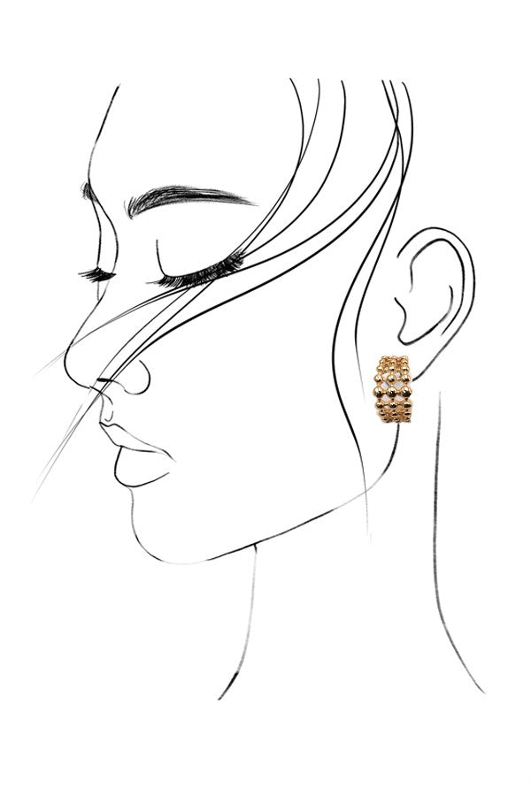 3 ROW BEAD BALL SHAPED HOOP EARRINGS | 31E03680