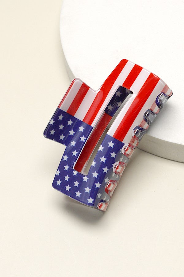 USA FLAG PRINT JULY 4TH HAIR CLAW  CLIPS SET OF 3 | 40H686