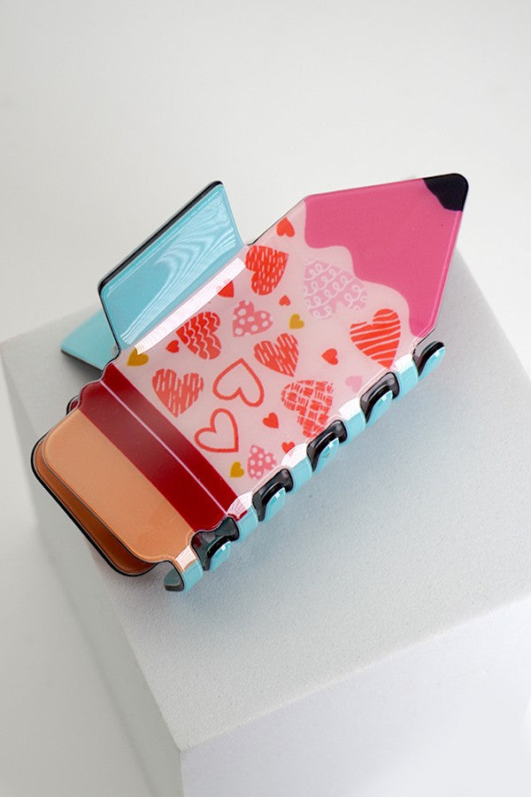 JUMBO FUN SCHOOL PENCIL HAIR CLAW CLIPS | 40H687