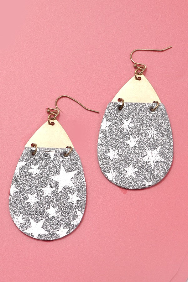 STAR GLITTER TEARDROP EARRINGS | 51E2101284