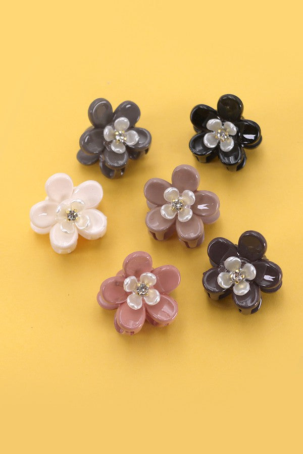 MINI FLOWER PETAL HAIR CLAW CLIPS SET OF 6 | 40H698