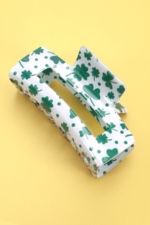 ST PATRICKS DAY CLOVER RECTANGLE HAIR CLAW CLIPS | 40H704