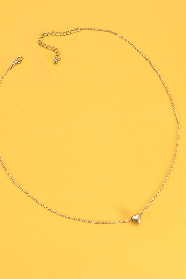 MINI DELICATE PUFFY HEART CHAIN NECKLACE | 80N297