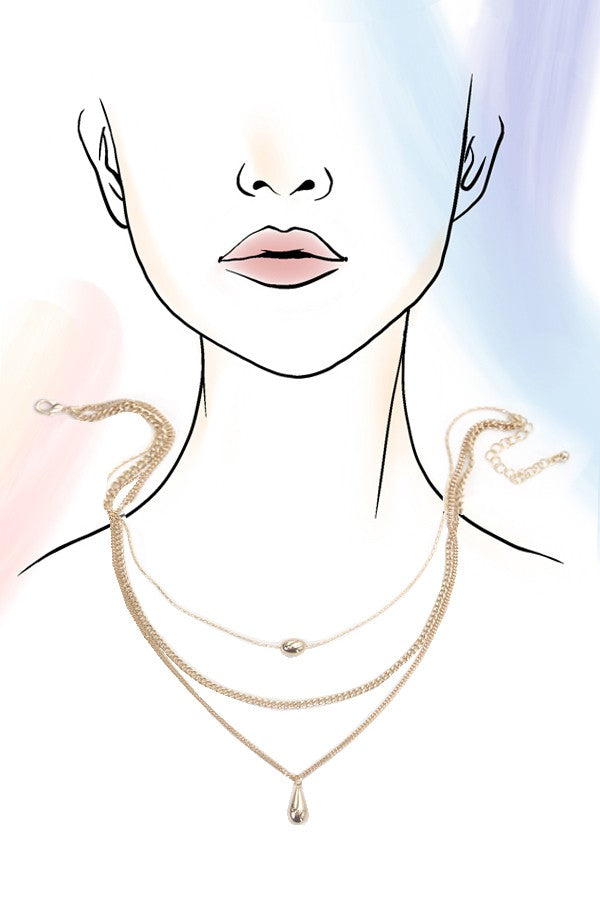 OVAL TEARDROP MULTI LAYER NECKLACE | 31N23289