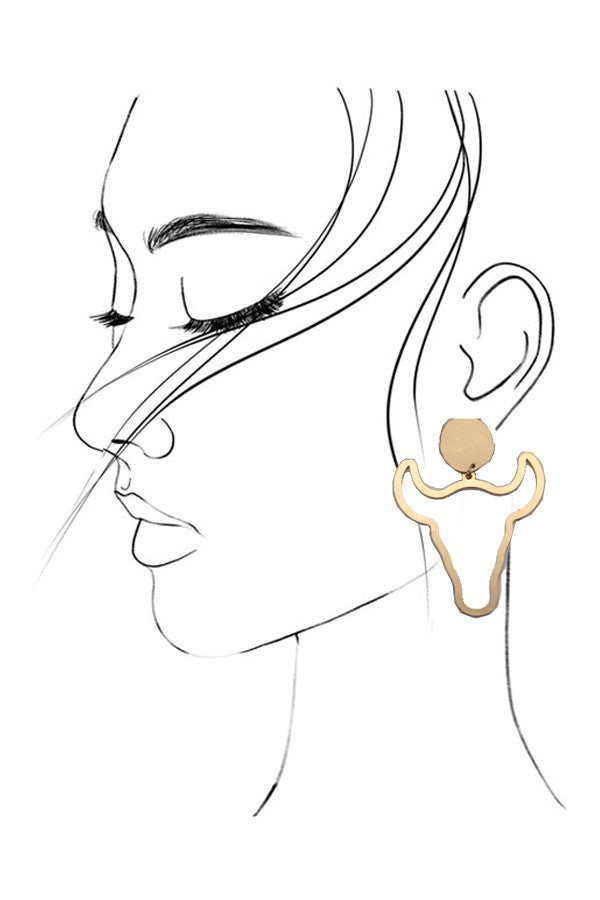 CUTOUT BULL MATTE GOLD EARRINGS | 80E2267