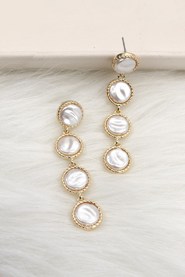 GOLD PEARL LINEAR DROP EARRINGS | 80E2351