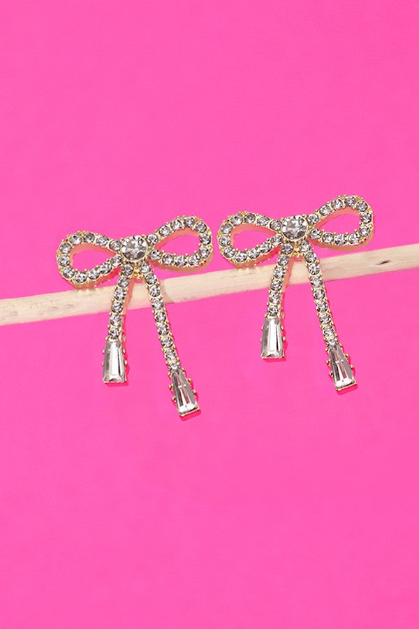 RHINESTONE BOW DROP EARRING | 80E2433