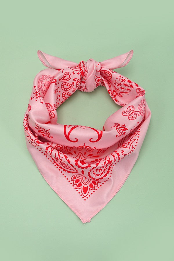 PAISLEY PINK SILKY FEEL BANDANA SCARF | 40SC616