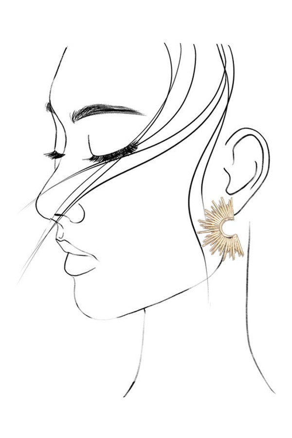 GOLD SUNBURST STUD HOOP EARRINGS  |  31E24046
