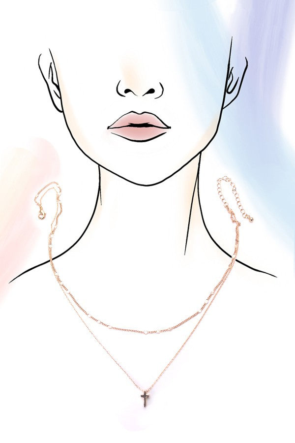 DOUBLE ROW CROSS NECKLACE | 80N350