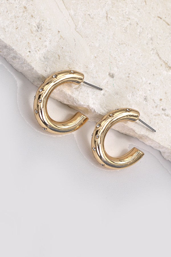 RHINESTONE STUDDED HOOP EARRINGS | 80E2566