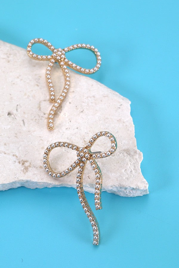 BIG BOW PEARL STUD EARRINGS | 31E24163
