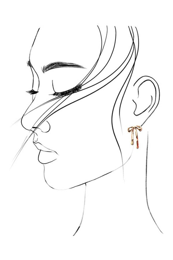 AUTHENTIC LONG BOW RIBBON STUD EARRINGS | 80E2707