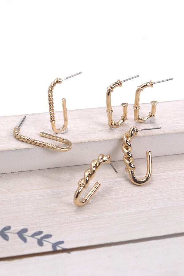 ROPE TWIST HUGGIE TRIO EARRINGS | 31E24275