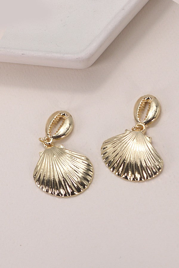 GOLD PUKA SEASHELL DROP EARRINGS | 80E3052