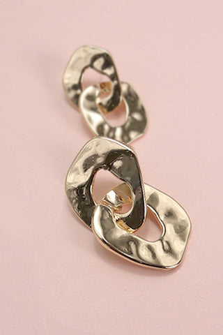 HAMMERED DOUBLE IRREGULAR SHAPE DROP EARRINGS | 80E3037