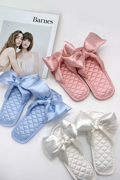 SOFT SATIN BOW SLIPPER SHOES | 40SP015