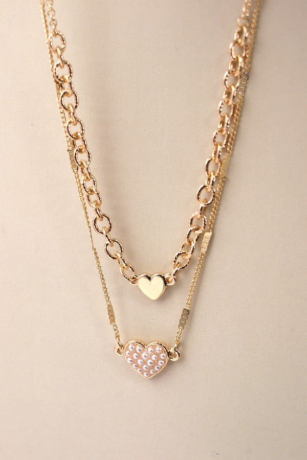DOUBLE LAYER HEART NECKLACE | 80N547