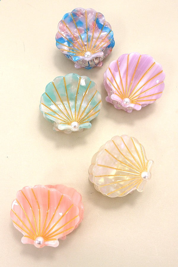 BEACH OCEAN CELLULOSE SEASHELL HAIR CLAW CLIPS | 40H782