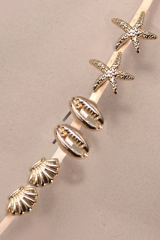 TRIO STUD SEASHELL EARIINGS | 80E3458