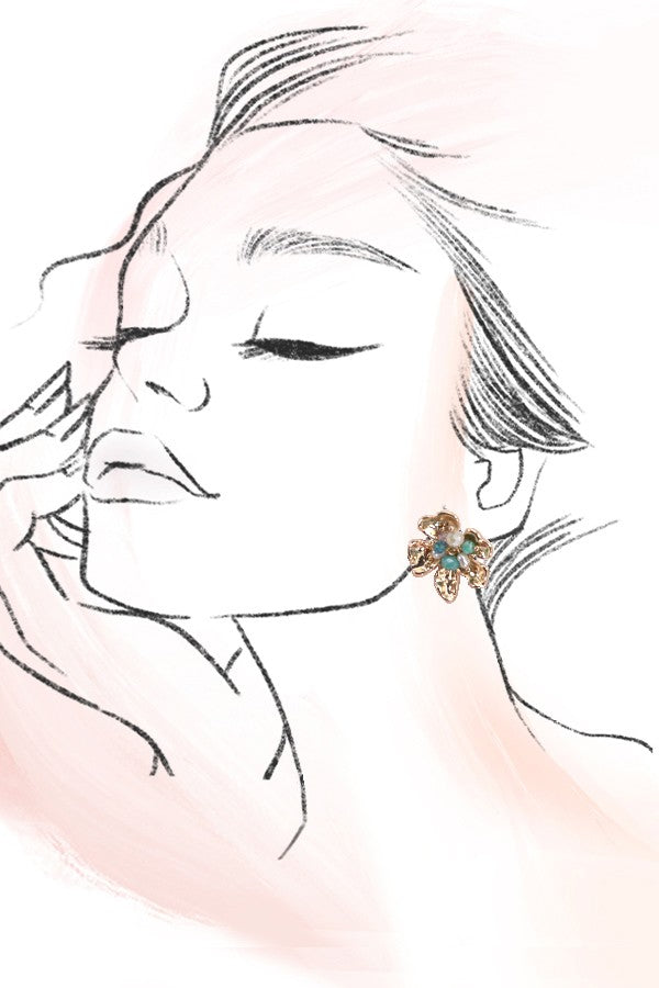 GOLD FLOWER BEAD EARRINGS | 80E3461