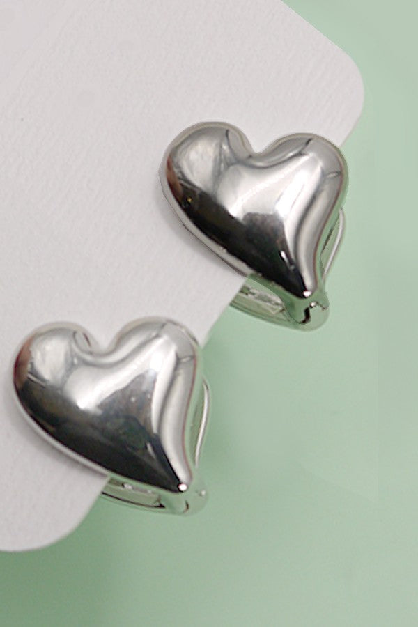 DOUBLE SIDED HIGH POLISHED HEART EAR HUGGIE | 10E40329032