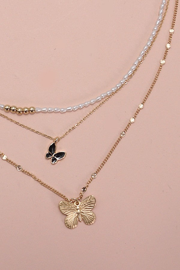 PEARL BUTTERFLY MULTILAYER NECKLACE | 80N699