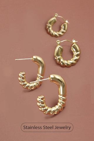 18K WATERPROOF STAINLESS STEEL TARNISH FREE HOOPS | 40E306