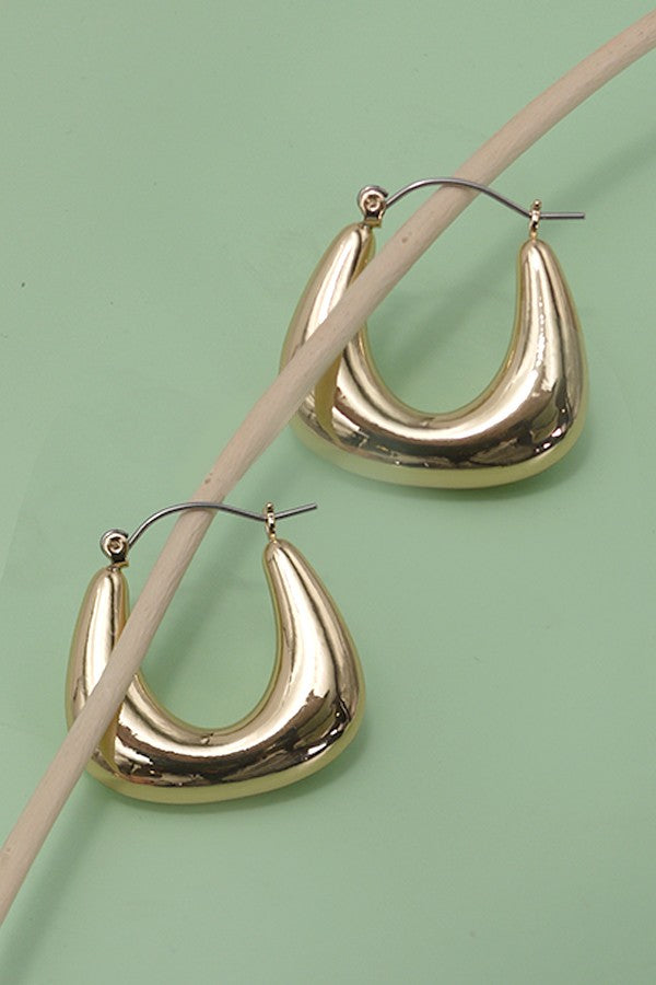 BUBBLE PUFFY U SHAPE TUBE HOOP EARRINGS | 10E40426054
