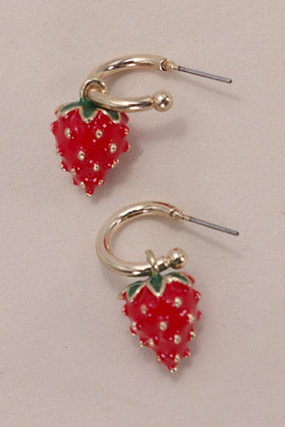 STRAWBERRY EPOXY  MINI HOOP EARRINGS | 80E3790