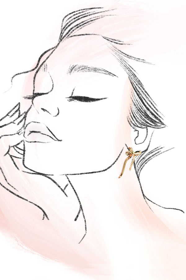 PEARL EMBELLISHED BOW STUD EARRINGS | 31E24742