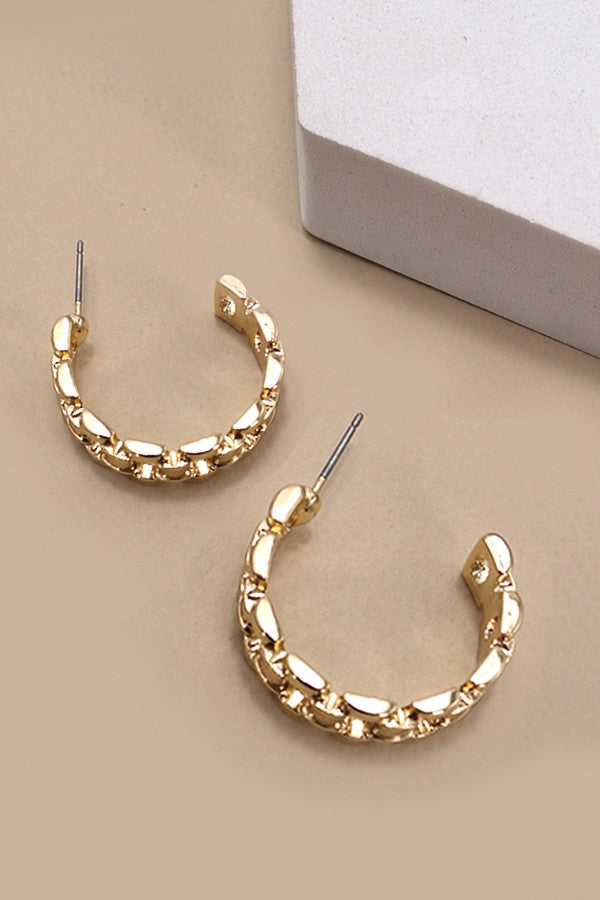 CLASSIC CHAIN CUTOUT HOOP EARRINGS | 31E24807
