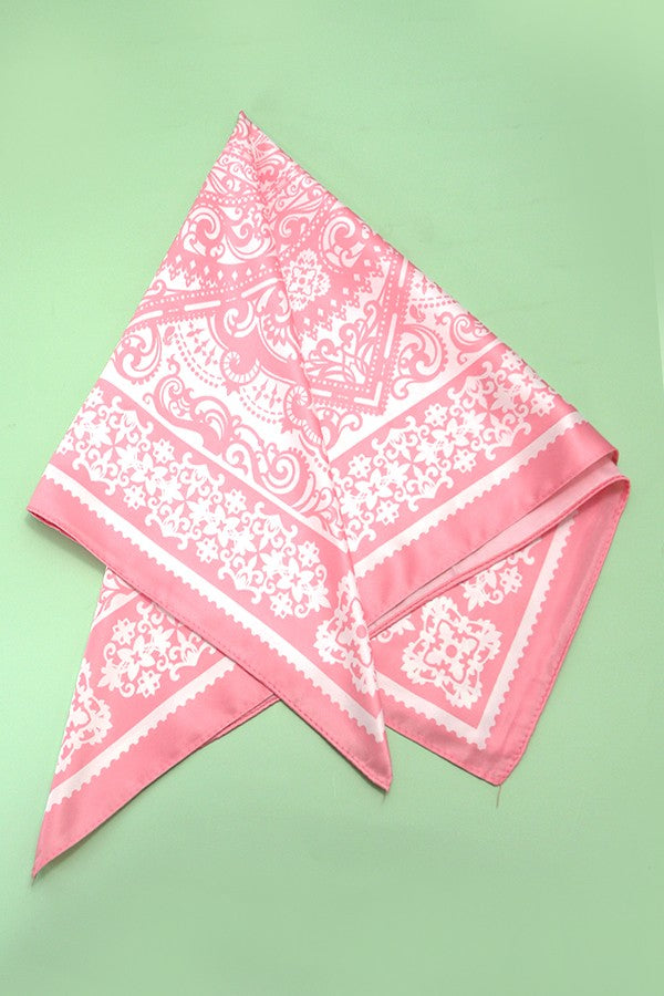 PAISLEY PINK SILKY FEEL BANDANA SCARF | 40SC629