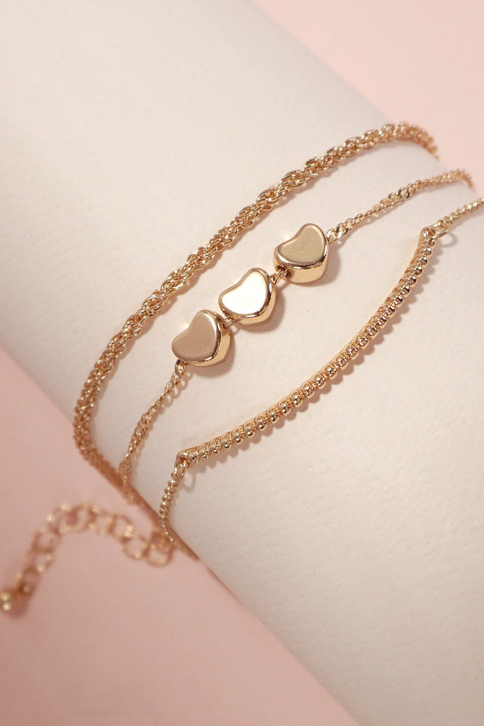 MULTI LAYER MOVABLE MINI HEART BAR BRACELET | 80B235