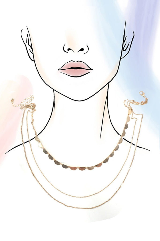 TRIPLE LAYER BIB CHAIN GOLD NECKLACE | 80N1097