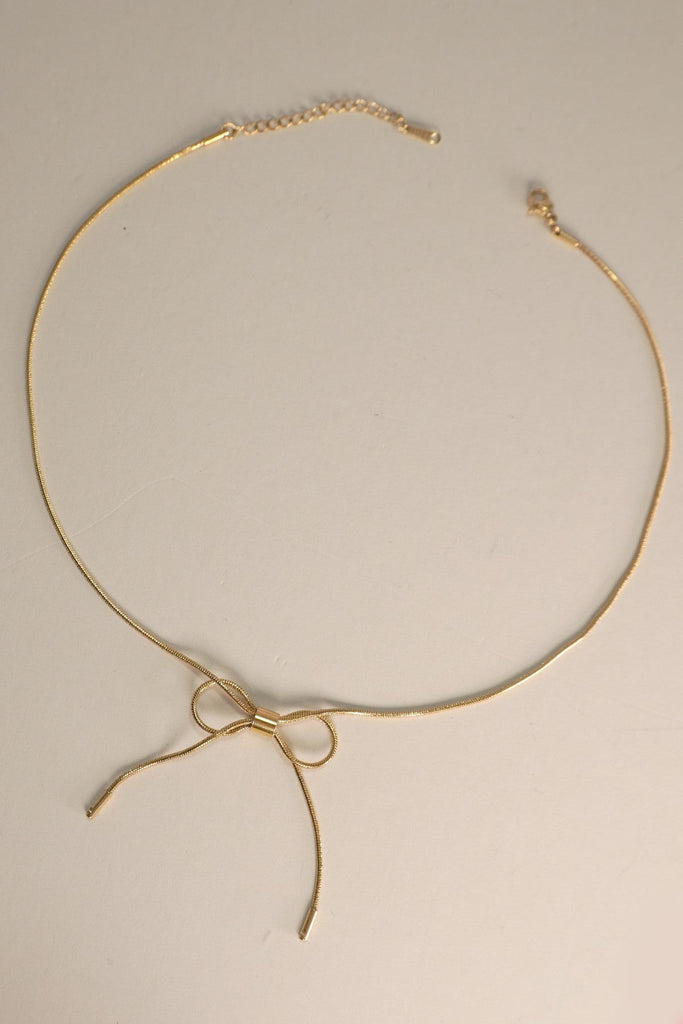 18K STAINLESS STEEL TARNISH FREE BOW NECKLACE | 40NK355