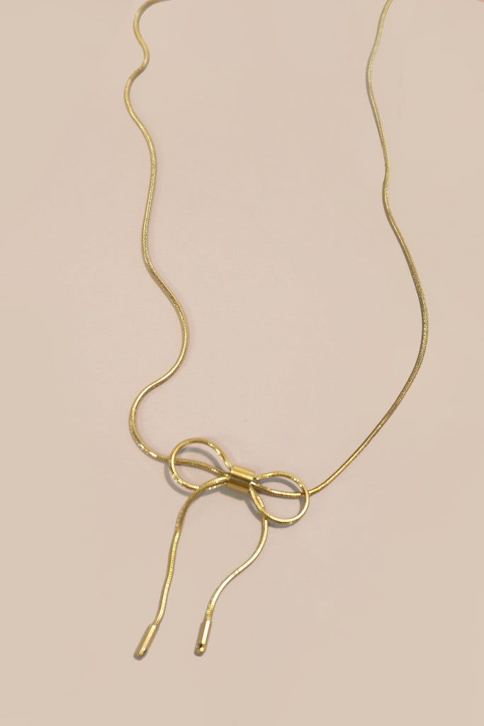 18K STAINLESS STEEL TARNISH FREE BOW NECKLACE | 40NK355