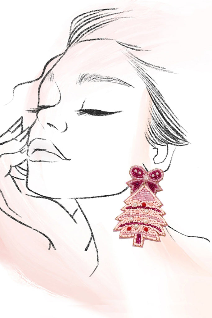 CHRISTMAS BELL BOW SEED BEAD EARRING | 91E3644