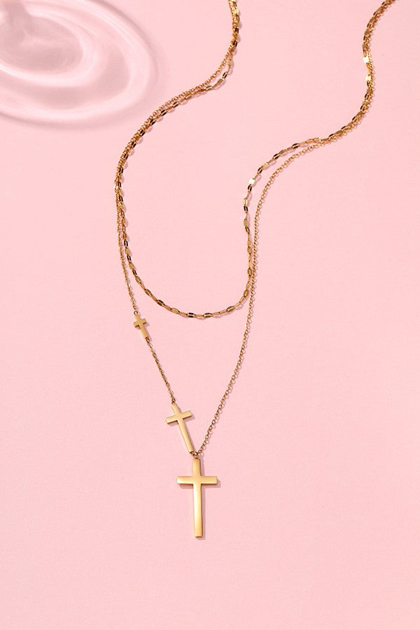 18K STAINLESS STEEL TARNISH FREE CROSS NECKLACE | 40NK361