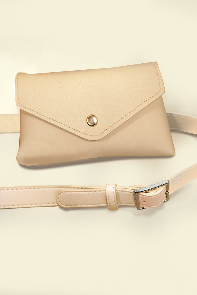 FAUX LEATHER SLIM ENVELOPE POUCH WAIST BELT BAG | 40BT646