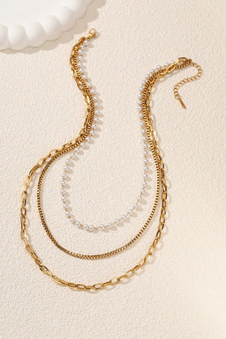 18K STAINLESS STEEL TARNISH FREE LAYERED NECKLACE | 40NK9391