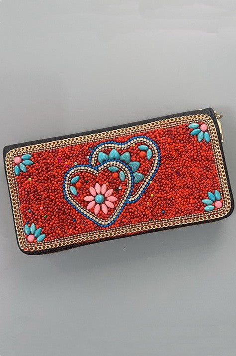 BOHO SEED BEAD WALLET CARD HOLDER | 40P574